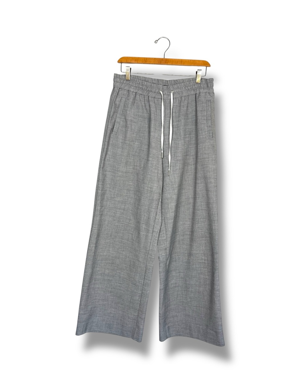 Decjuba Grand Wide Leg Pants Gray Elastic Waist Pockets Medium Australian Chic